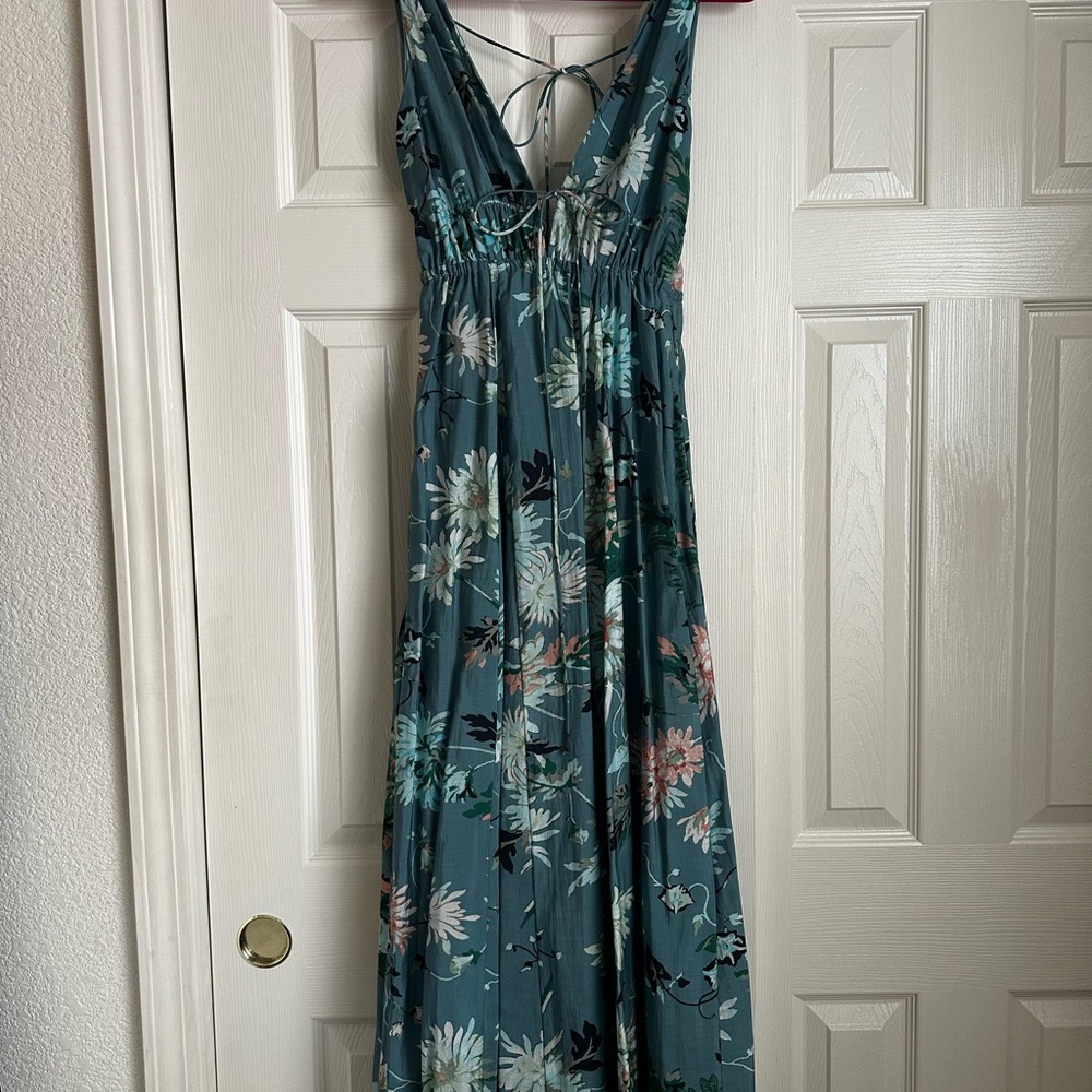 H&M Blue Smocked Halter Maxi Dress for Wedding Guest